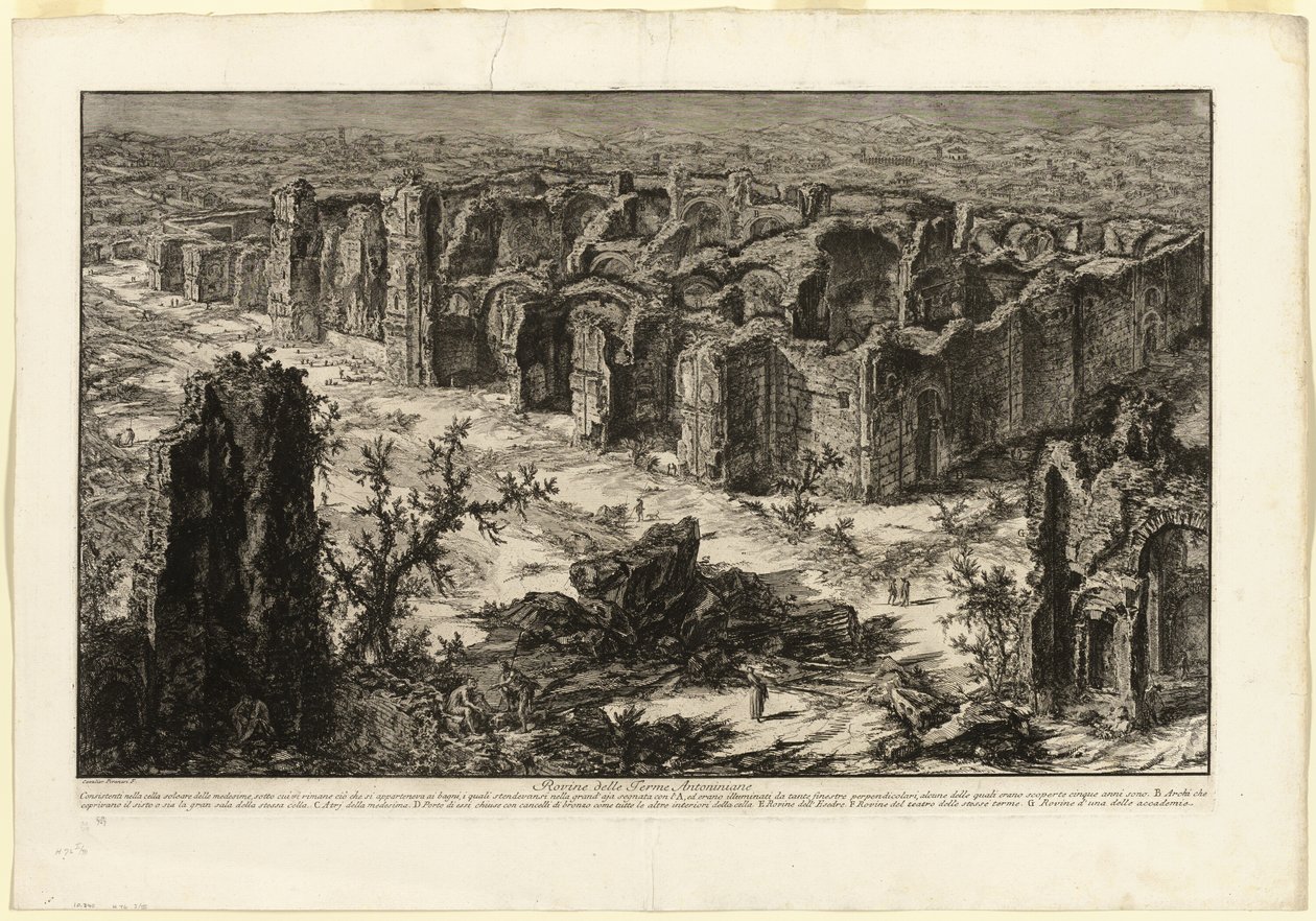 Ruinene av Antonine Baths [Baths of Caracalla], fra utsikt over Roma av Giovanni Battista Piranesi