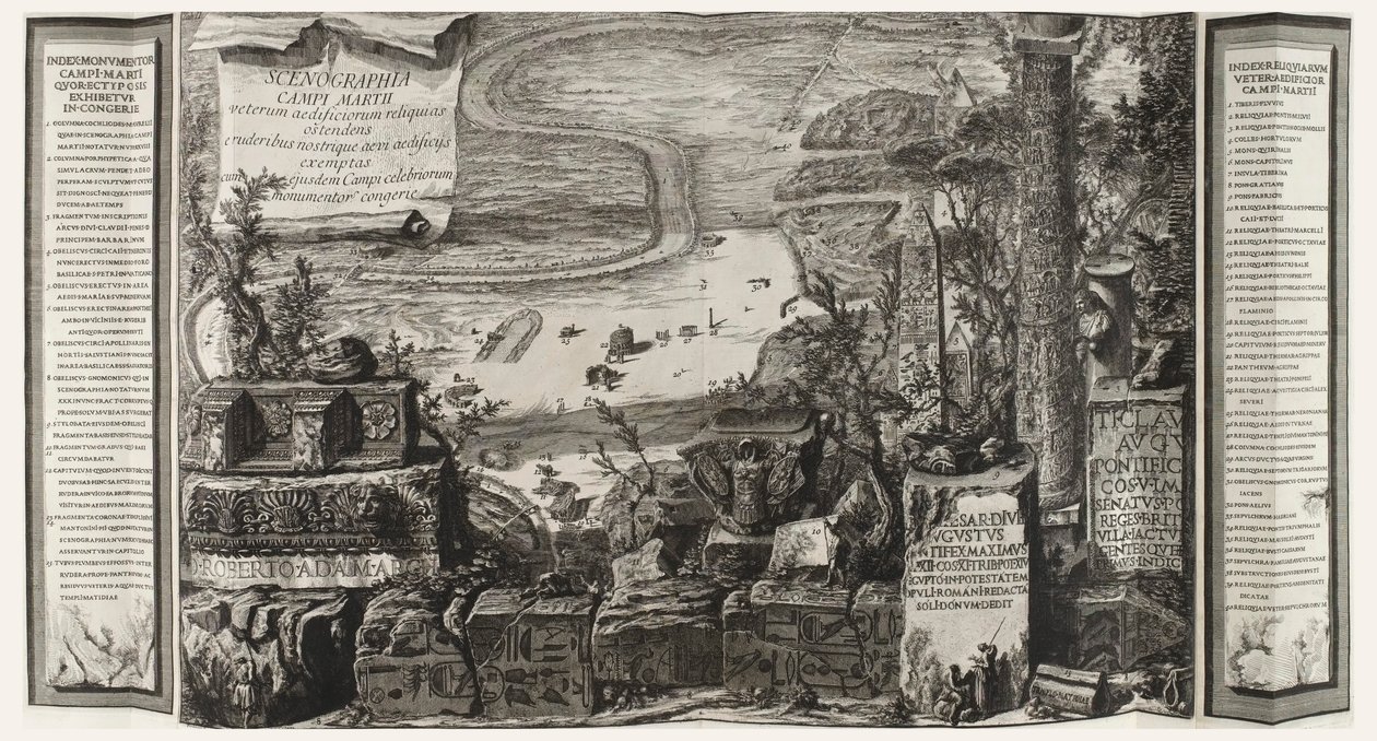 Scenographia Campi Martii, side fra Campo Marzio i det gamle Roma av Giovanni Battista Piranesi