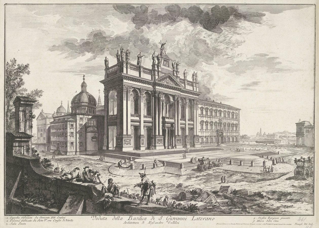 Sint-Jan van Lateranen te Roma Utsikt over basilikaen S. Giovanni Laterano (tittel på objekt) Gezichten op Roma (serietittel) Utsikt over Roma designet og gravert av Giambattista Piranesi-arkitekten Ve (nez) iano (serietittel) av Giovanni Battista Piranesi