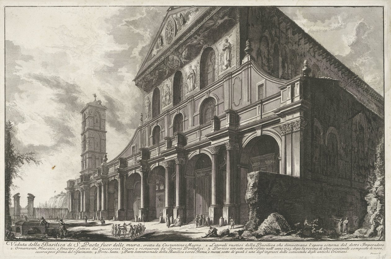 Sint-Paulus buiten de Muren te Roma Utsikt over basilikaen St. Paul utenfor murene, bygget av Konstantin den store (tittel på objektet) Gezichten op Roma (serietittel) Utsikt over Roma designet og gravert av Giambattista Piranesi-arkitekten Ve (nez) iano ( av Giovanni Battista Piranesi