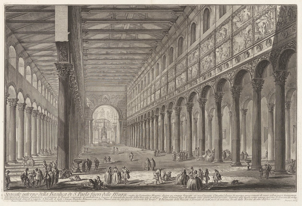 Innvendig utsikt over basilikaen St. Paul utenfor murene av Giovanni Battista Piranesi
