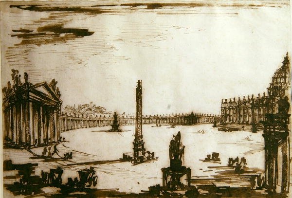 Petersplassen, Roma (penn og blekk på papir) av Giovanni Battista Piranesi