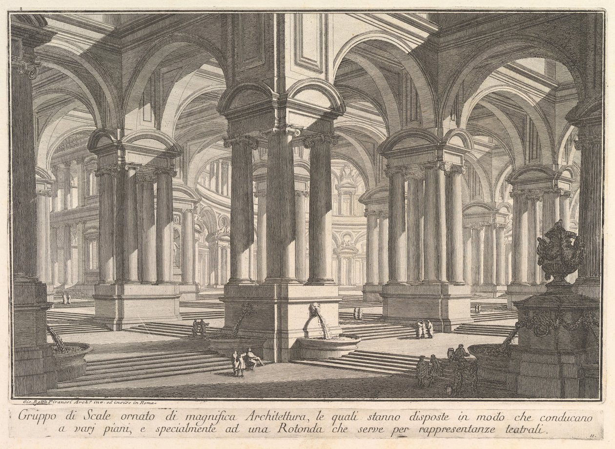 Trapper utsmykket av storslått arkitektur. . . Gruppo di Scale ornato di magnif..., ca. 1750 av Giovanni Battista Piranesi