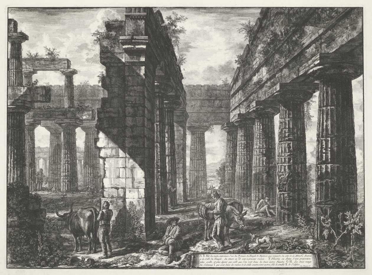 Neptun-tempelet i Paestum Ulik utsikt over restene av tre store bygninger som fortsatt står ved Paestum (serietittel) Différentes vues de quelques restes de trois grands édifices qui subsistent encore dans l