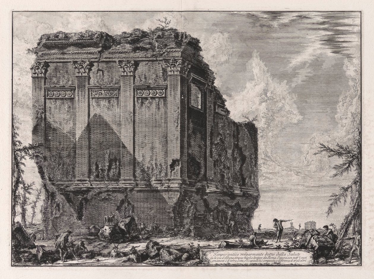 Gammelt tempel ofte kalt della Salute på la Via d av Giovanni Battista Piranesi