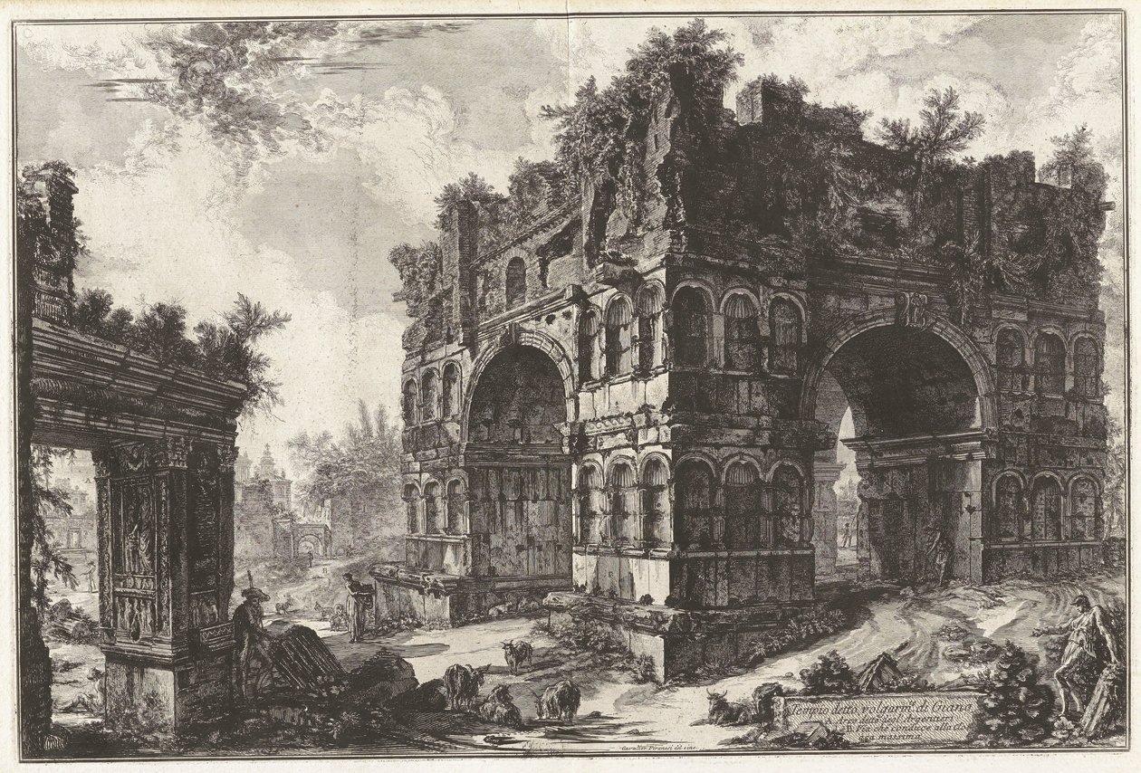 Tempel kalt volgarm.te di Giano. A. Arco kjent som degl av Giovanni Battista Piranesi