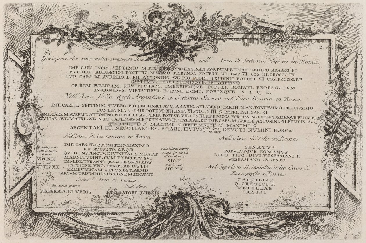 Tekstplate av Giovanni Battista Piranesi