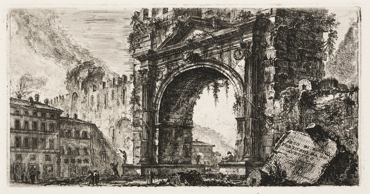 Buen i Rimini bygget av Augustus, plate 17 fra Some Views of Triumphal Arches og andre monumenter av Giovanni Battista Piranesi
