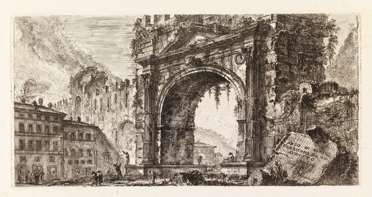 Augustusbuen i Rimini, fra serien Alcune vedute di Archi Trionfali, ed altri monumenti av Giovanni Battista Piranesi