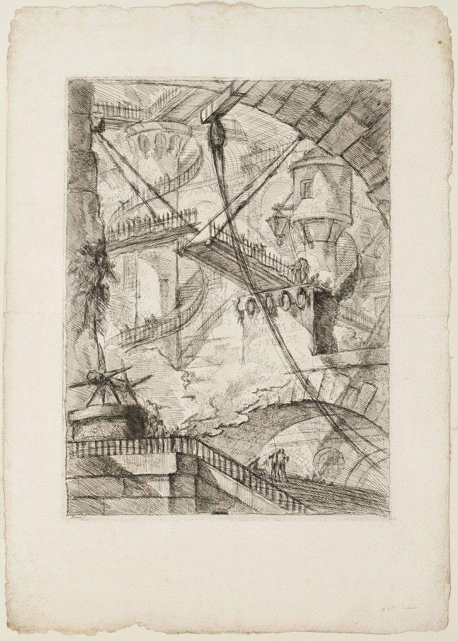 Drawbridge, plate 7 fra Imaginary Prisons av Giovanni Battista Piranesi