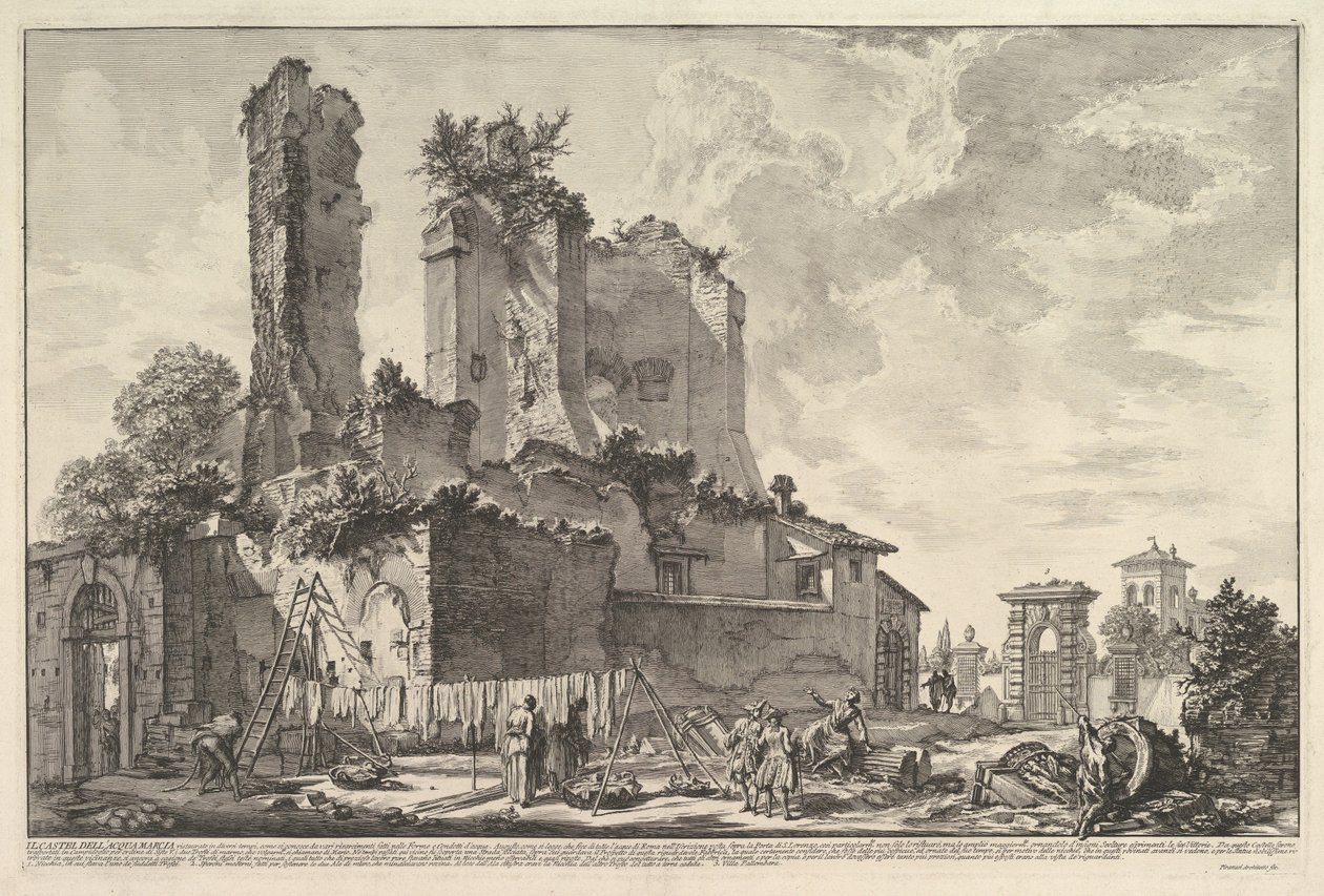 Fontenen ved Acqua Giulia (Utsikter over restene av Acqua Giulias slott) av Giovanni Battista Piranesi