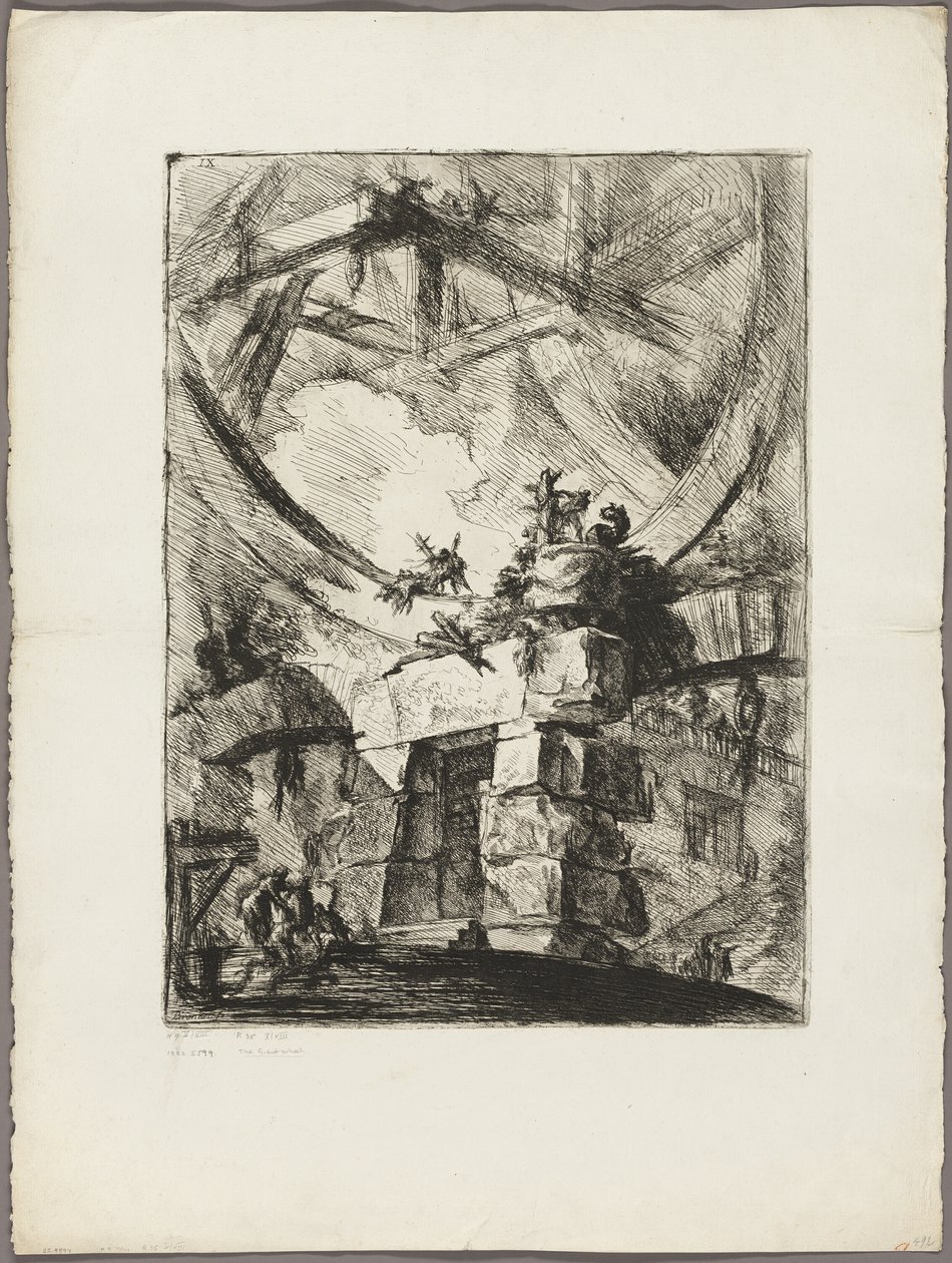 The Giant Wheel, plate 9 fra Imaginary Prisons av Giovanni Battista Piranesi