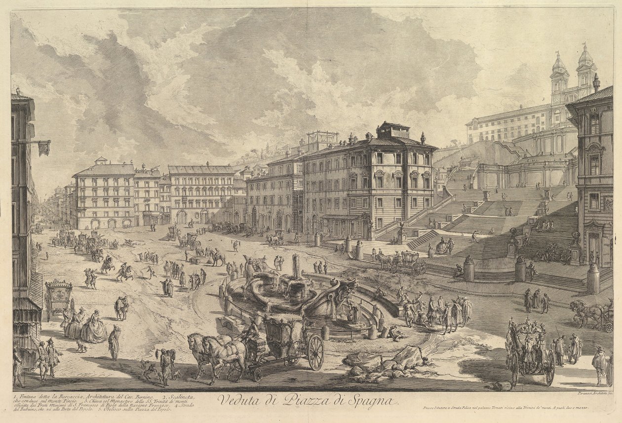 Spansketrappen Utsikt over Spansketrappen, ca. 1750. av Giovanni Battista Piranesi