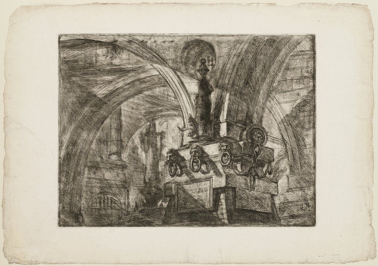 The Pier with a Lamp, plate 15 fra Imaginary Prisons av Giovanni Battista Piranesi