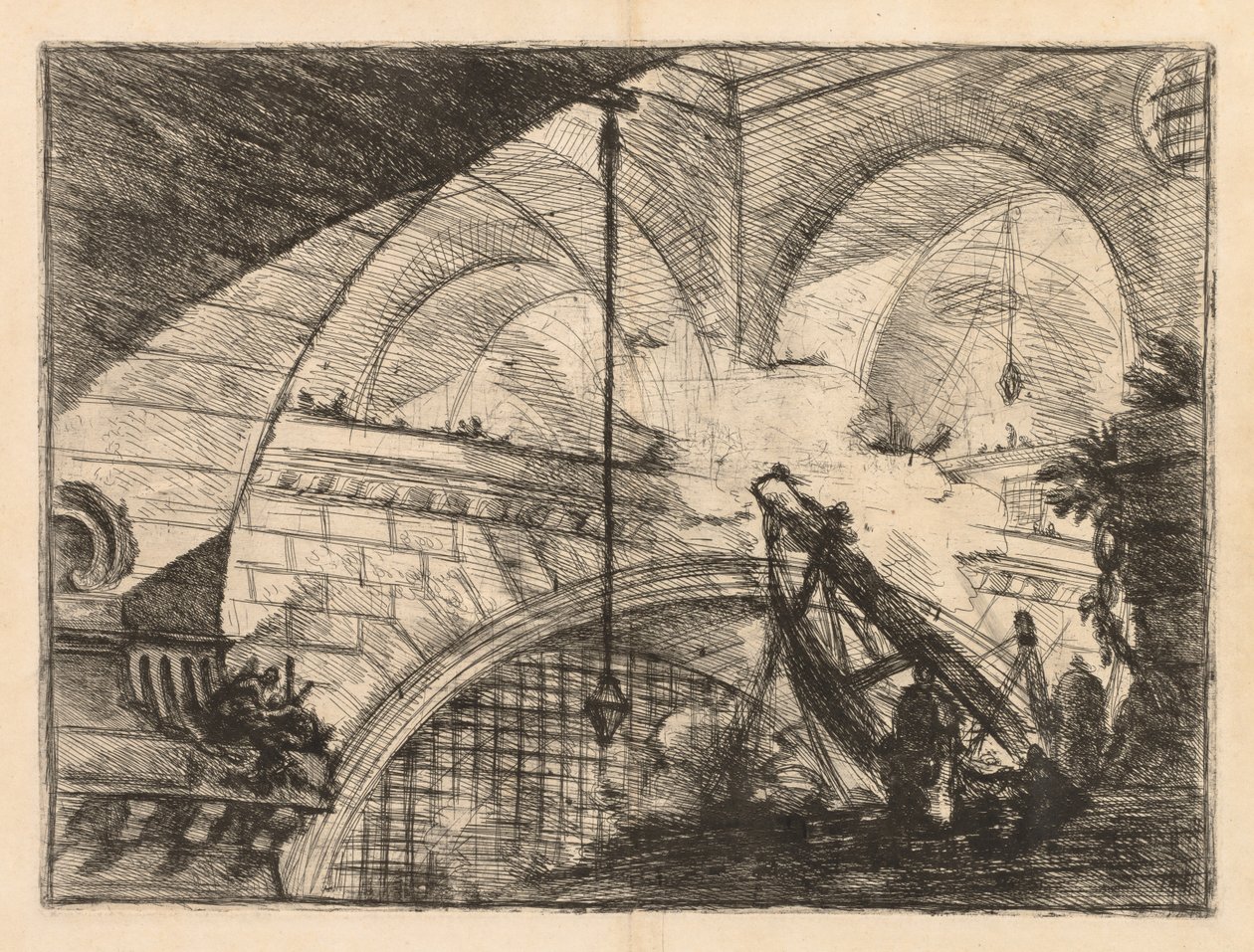 The Prisons: A Series of Galleries with Crane-like erection of Beams av Giovanni Battista Piranesi