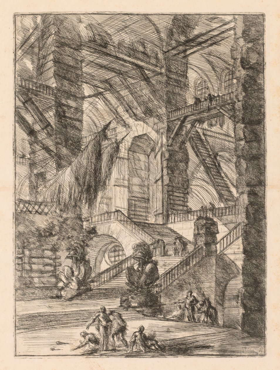 The Prisons: Et enormt interiør med trofeer av Giovanni Battista Piranesi