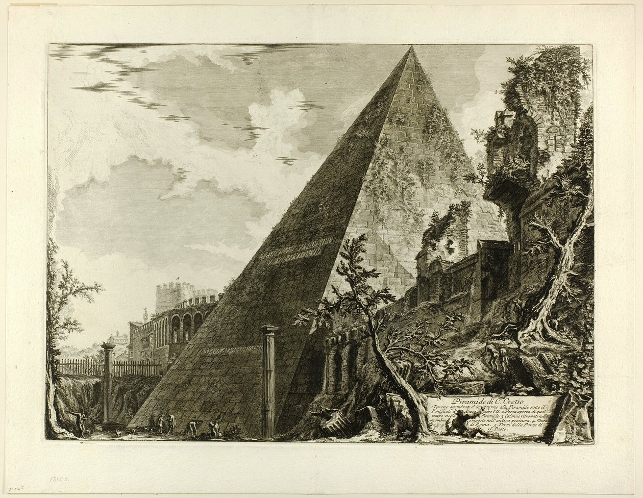 Pyramiden til Gaius Cestius, fra utsikt over Roma av Giovanni Battista Piranesi