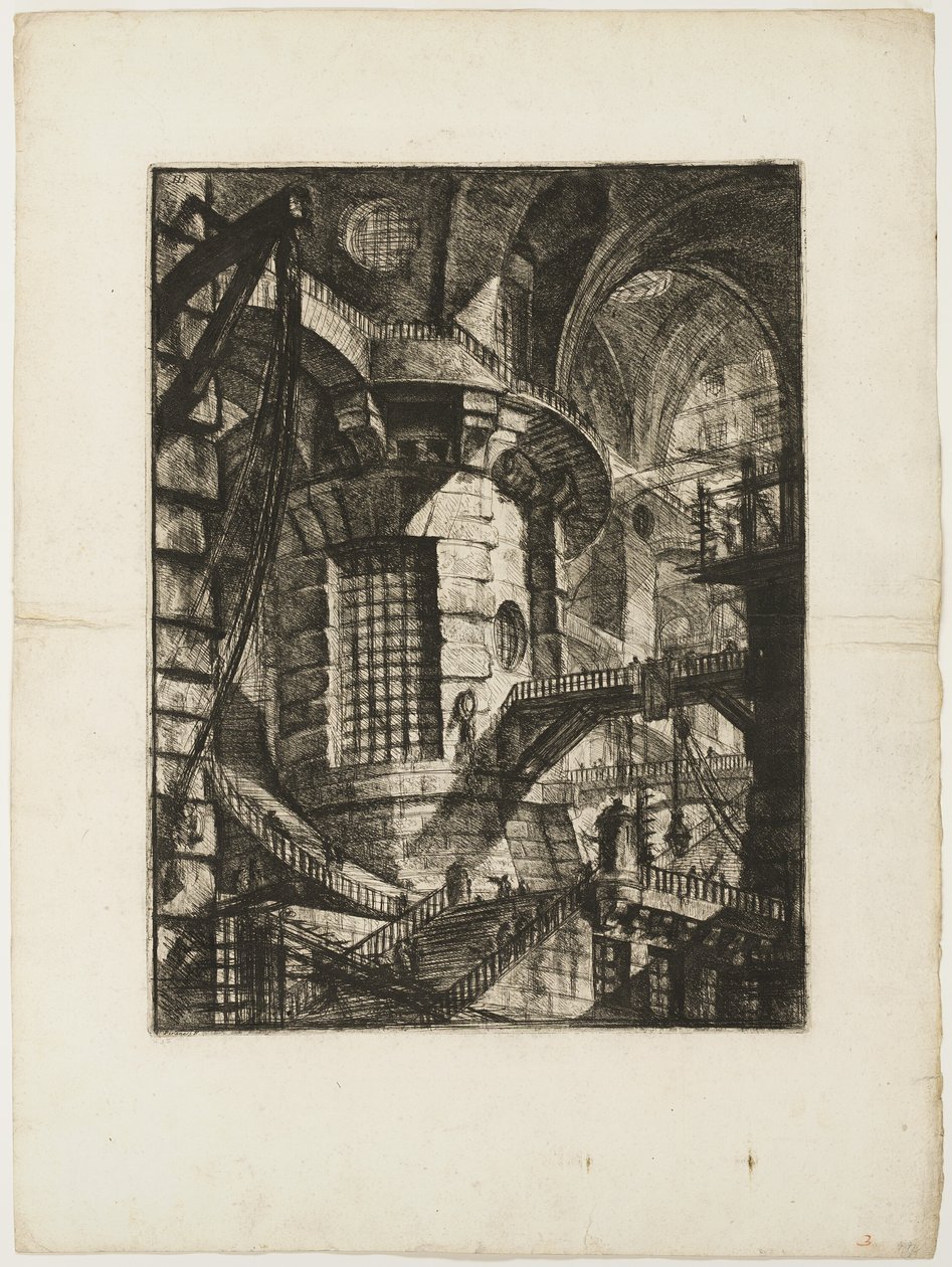 Rundetårnet, plate 3 fra Imaginary Prisons av Giovanni Battista Piranesi
