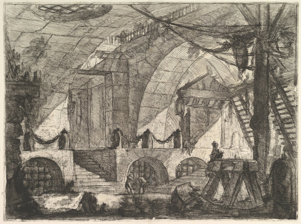 The Sawhorse, fra Carceri dinvenzione Imaginary Prisons, ca. 1749-50. av Giovanni Battista Piranesi