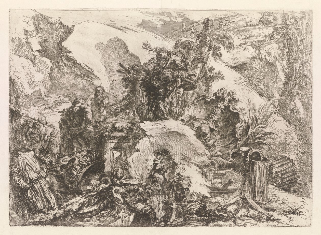 Skjelettene, fra Grotteschi (Grotesques) av Giovanni Battista Piranesi