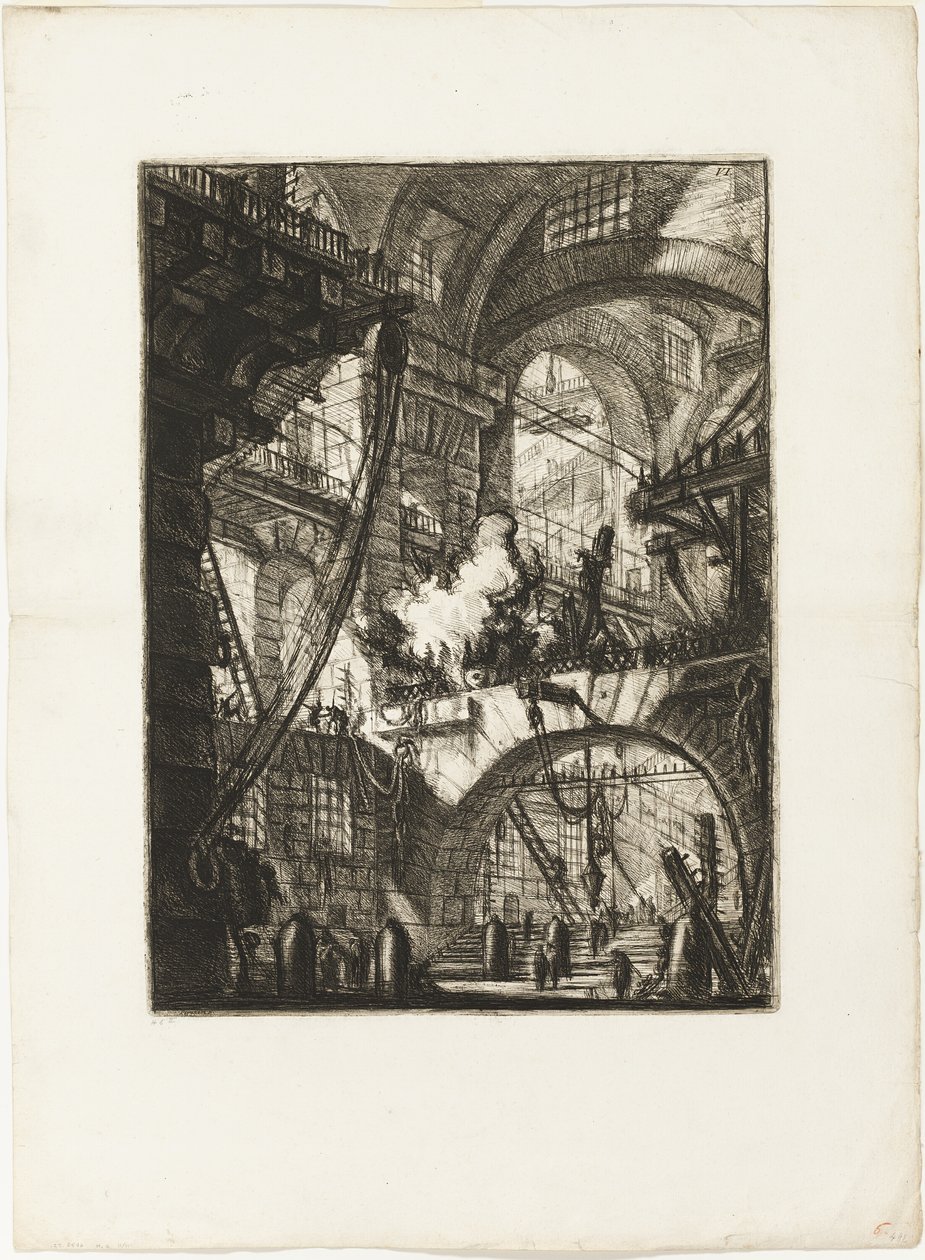 The Smoking Fire, plate 6 fra Imaginary Prisons av Giovanni Battista Piranesi