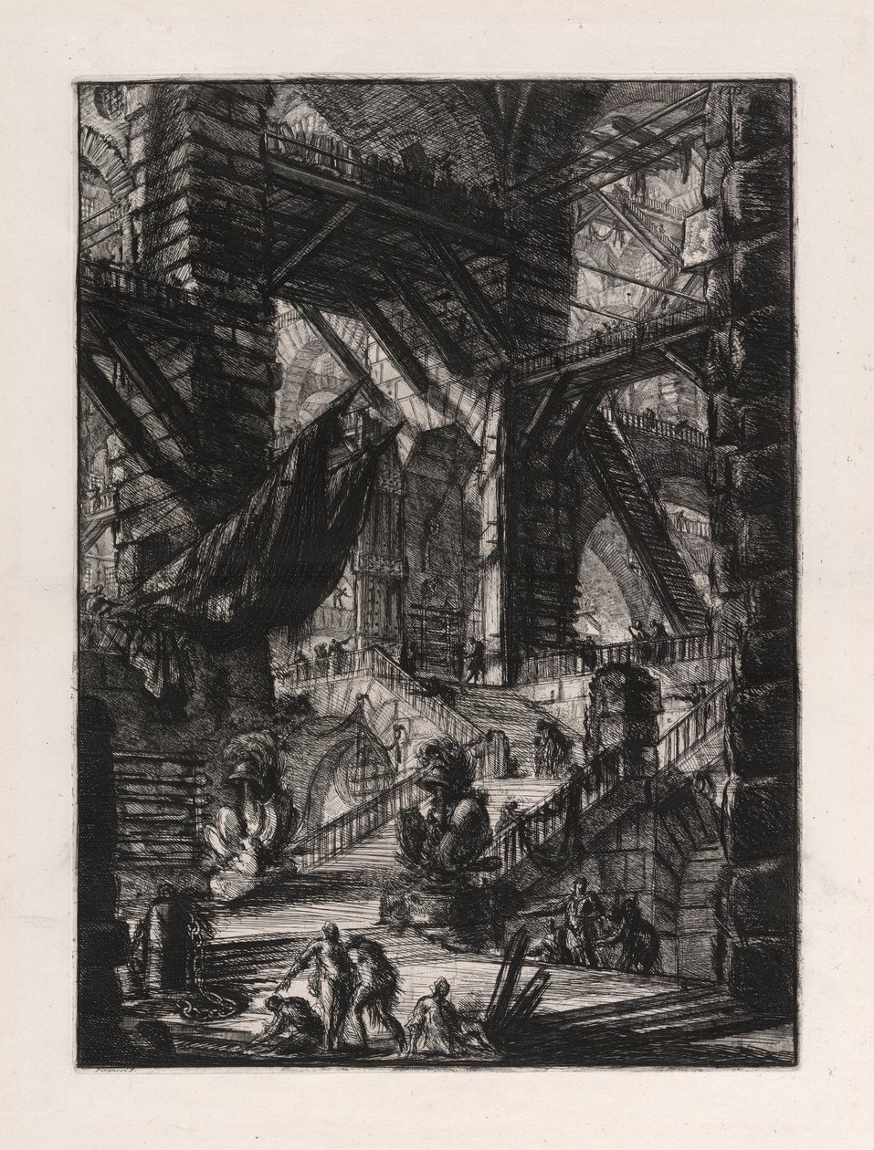 The Staircase with Trophies, plate 8 fra Carceri d av Giovanni Battista Piranesi