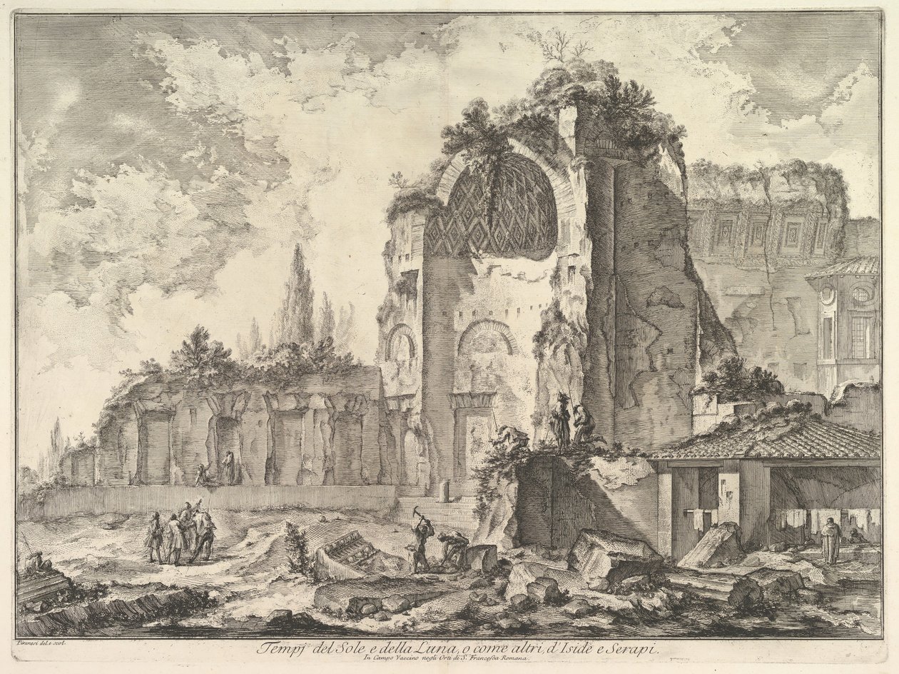 Venus- og Roma-tempelet ble feilaktig kalt Temple of Sol og Luna Veduta degli..., ca. 1759. av Giovanni Battista Piranesi