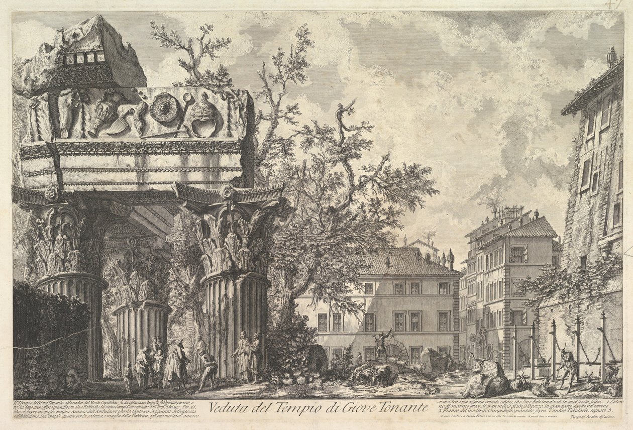The Temple of Vespian Utsikt over Temple of Jupiter Thundering, ca. 1756. av Giovanni-Battista Piranesi