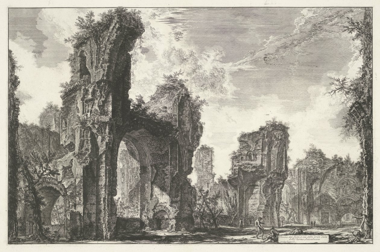 Thermen van Caracalla te Roma Ruinene av Sisto, eller begge deler av den store salen til Antoninian Baths (tittel på objekt) Gezichten op Roma (serietittel) Utsikt over Roma designet og gravert av Giambattista Piranesi-arkitekten Ve (nez) iano (serietittel av Giovanni Battista Piranesi