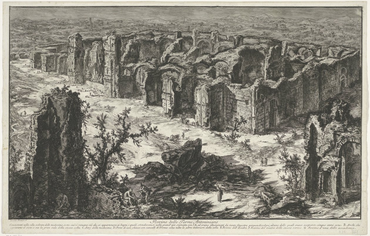 Thermen van Caracalla te Roma Ruinene av Antoninian Baths (tittel på objekt) Gezichten op Roma (serietittel) Utsikt over Roma designet og gravert av Giambattista Piranesi-arkitekten Ve (nez) iano (serietittel) av Giovanni Battista Piranesi