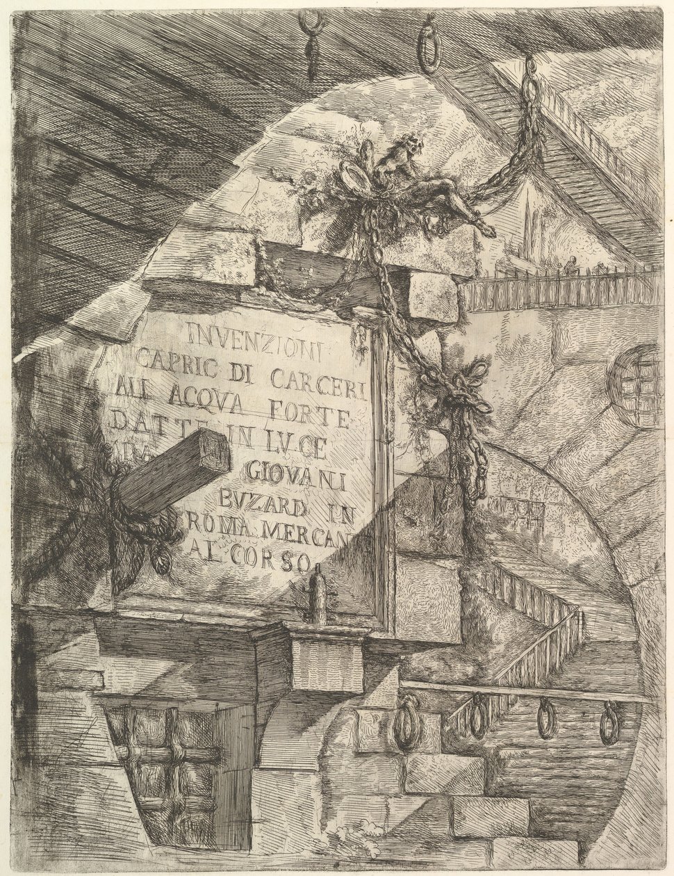 Tittelside, fra Carceri dinvenzione Imaginary Prisons, ca. 1749-50. av Giovanni Battista Piranesi