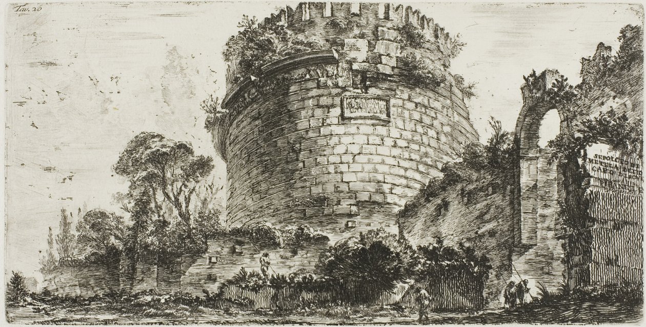Graven til Caecilia Metella kalt Capo di Bove [oksehodet], plate tjue fra noen utsikter over triumfbuer og andre monumenter av Giovanni Battista Piranesi