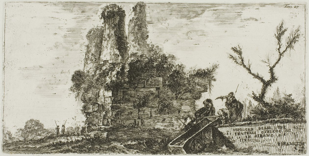 Graven til de tre Curiatii-brødrene i Albano, plate 27 fra Some Views of Triumphal Arches og andre monumenter av Giovanni Battista Piranesi
