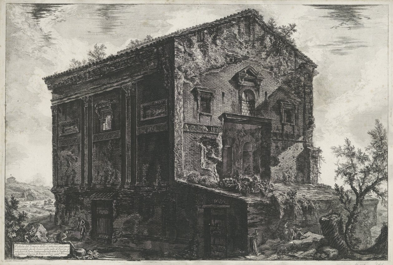 Tombe van Aspasia Annia Regilla te Roma Utsikt over Camene-tempelet (tittel på objekt) Gezichten op Roma (serietittel) Utsikt over Roma tegnet og gravert av Giambattista Piranesi Ve(nez)iano arkitekt (serietittel) av Giovanni Battista Piranesi