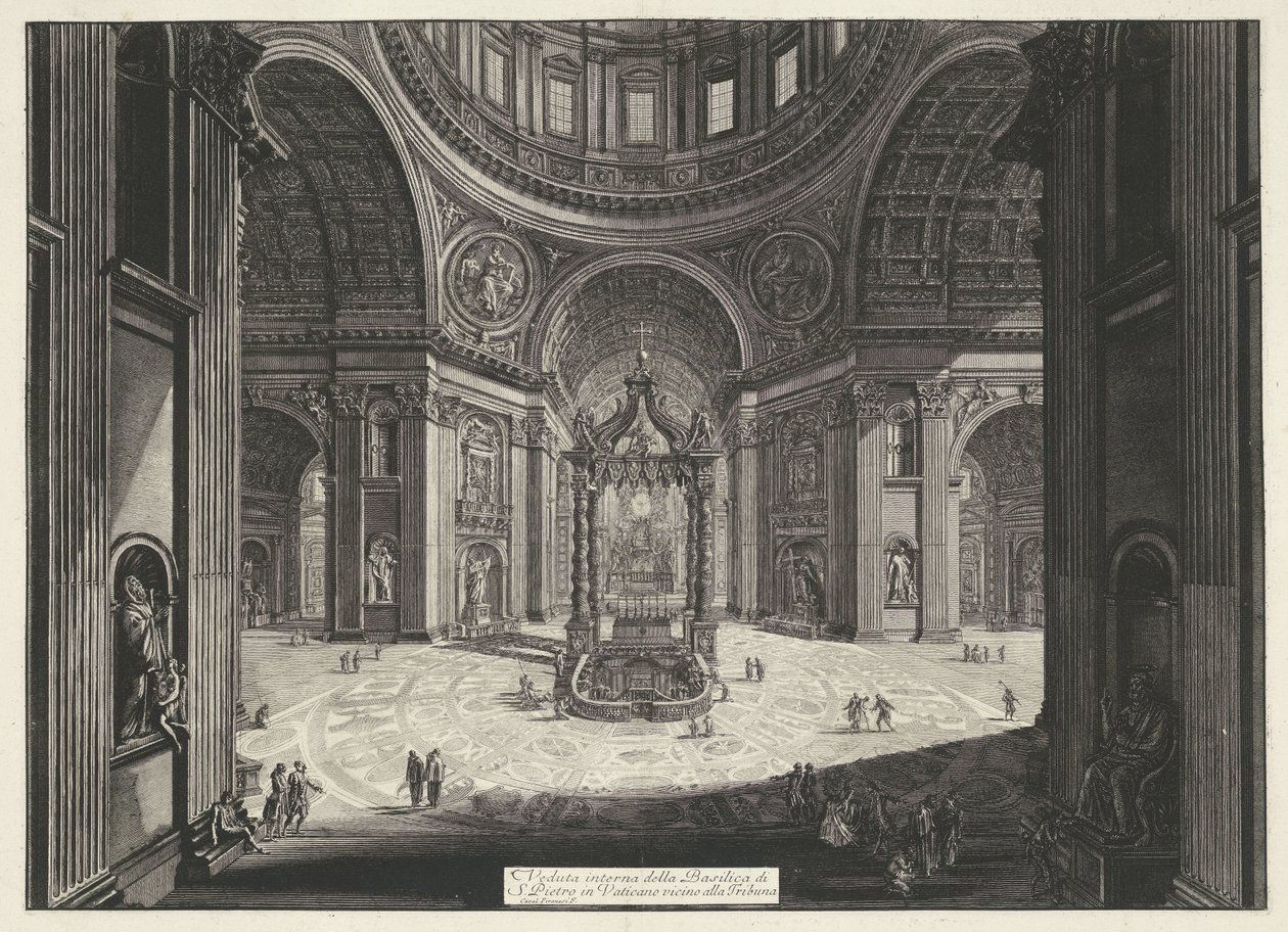 Transept van de Sint-Pietersbasiliek te Vaticaanstad Innvendig visning av Peterskirken i Vatikanet nær Tribuna (tittel på objekt) Gezichten op Roma (serietittel) Utsikt over Roma designet og gravert av Giambattista Piranesi-arkitekten Ve ( av Giovanni Battista Piranesi