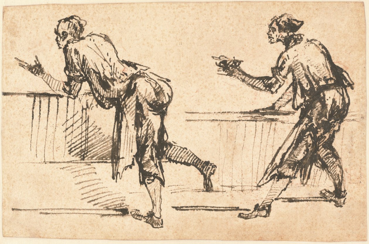 To arbeidere ved bordene (recto) av Giovanni Battista Piranesi