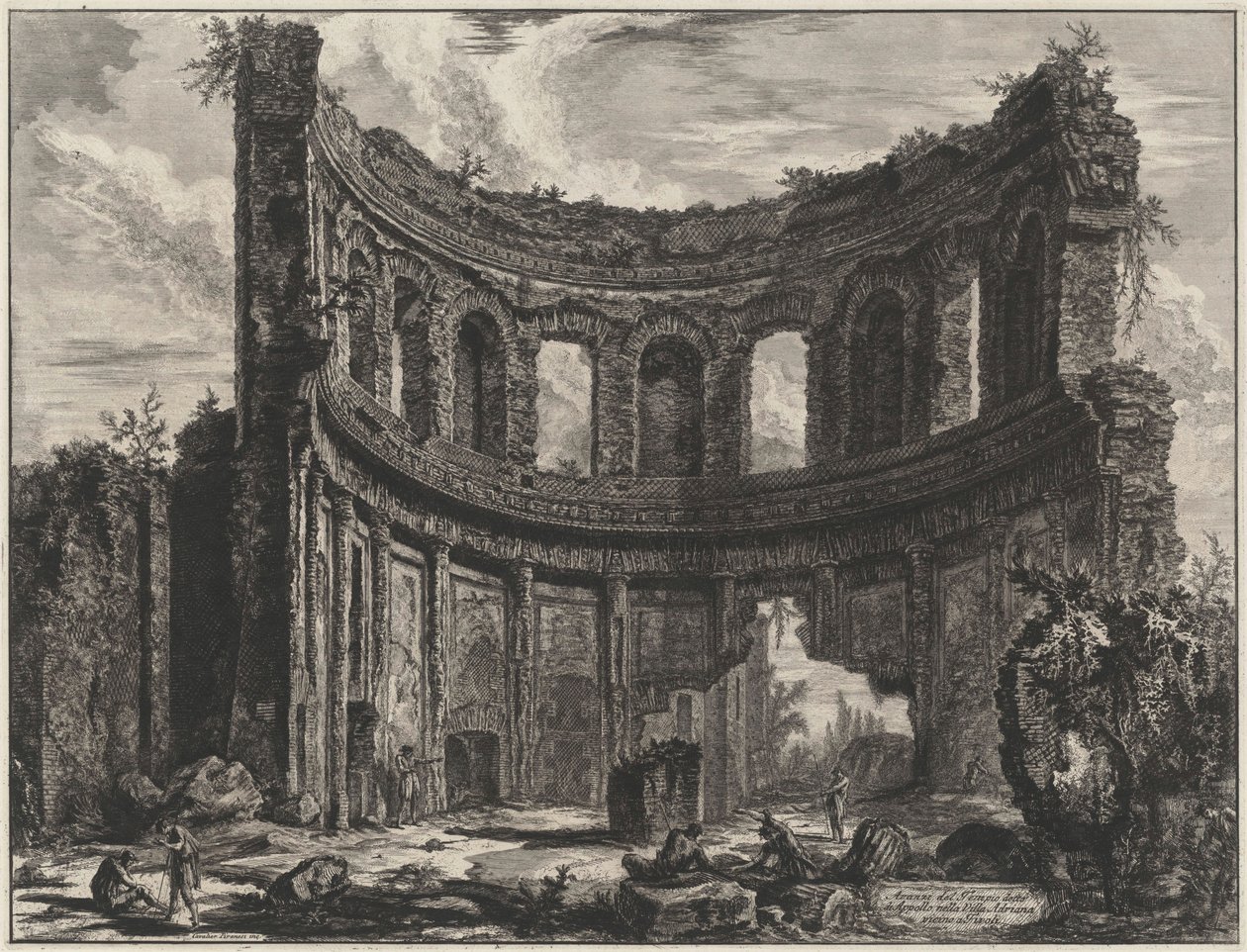 Rester av det såkalte Apollon-tempelet i Hadrians villa nær Tivoli (fra: Vedute di Roma) av Giovanni Battista Piranesi