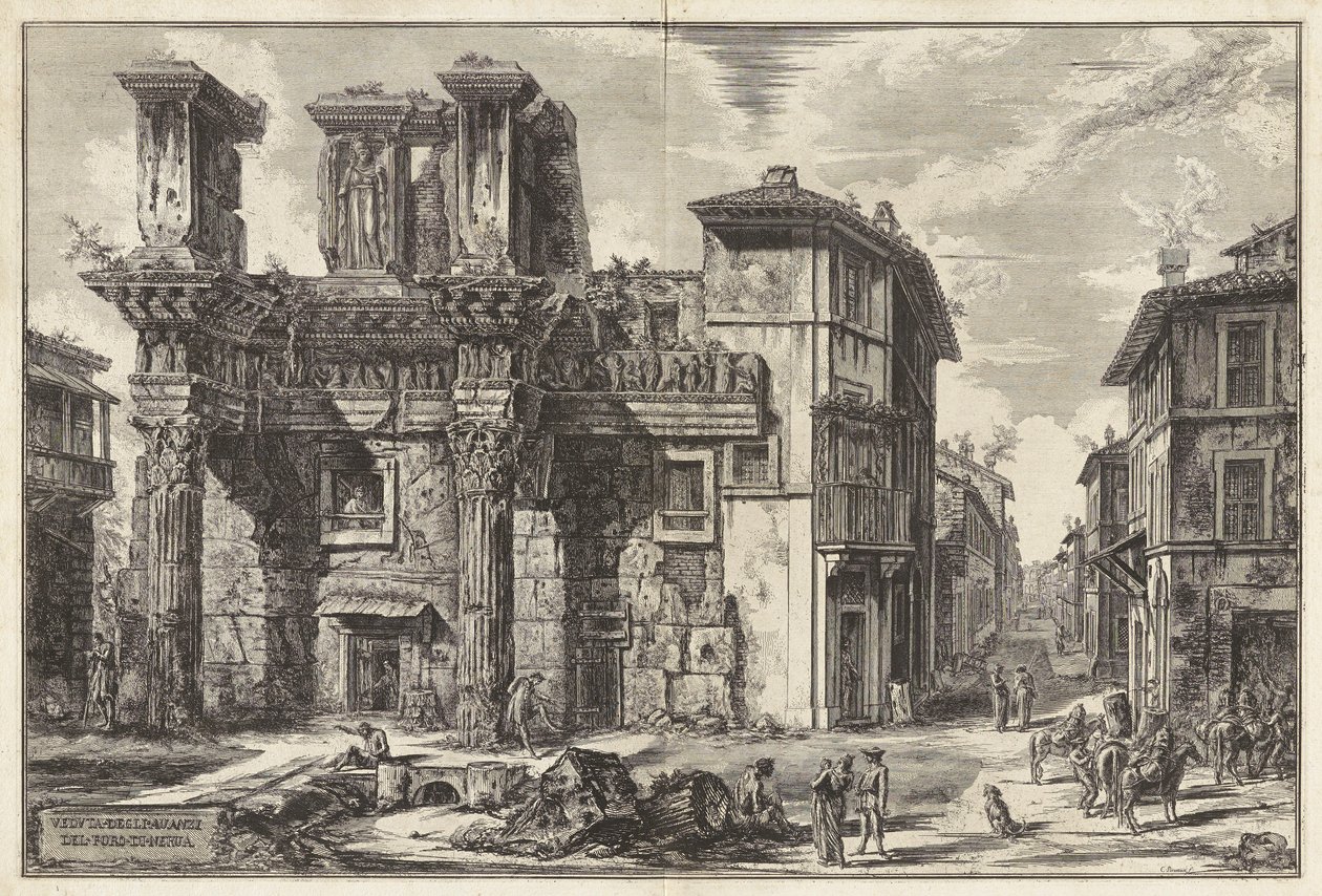Utsikt over restene av Forum of Nerva, fra Vedute di Roma (Utsikt over Roma) av Giovanni Battista Piranesi