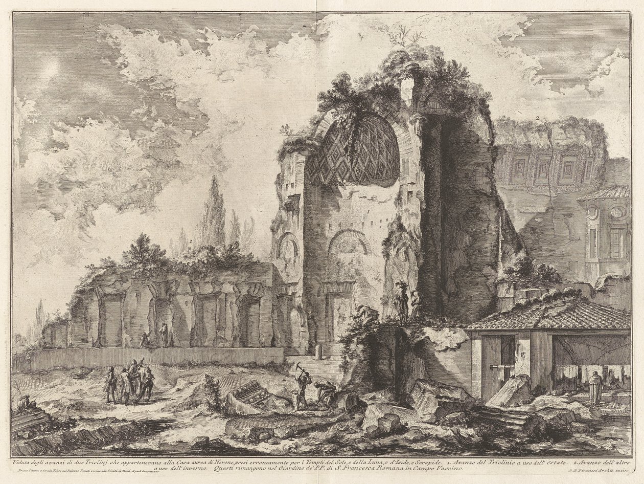 Utsikt over restene av to Triclini som tilhørte Neros gyldne hus av Giovanni Battista Piranesi