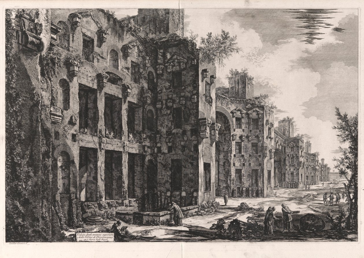 Utsikt over de øvre restene av Diokletians bad ved Santa Maria degli Angeli [interiør av Frigidarium: sørveggen]), fra Vedute di Roma (Utsikt over Roma) av Giovanni Battista Piranesi
