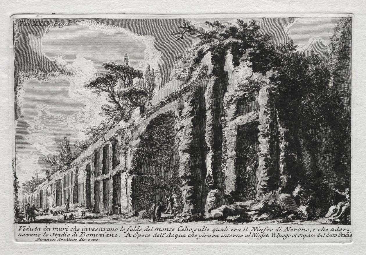 Utsikt over veggene som dekket skråningene til Mount Celio av Giovanni Battista Piranesi