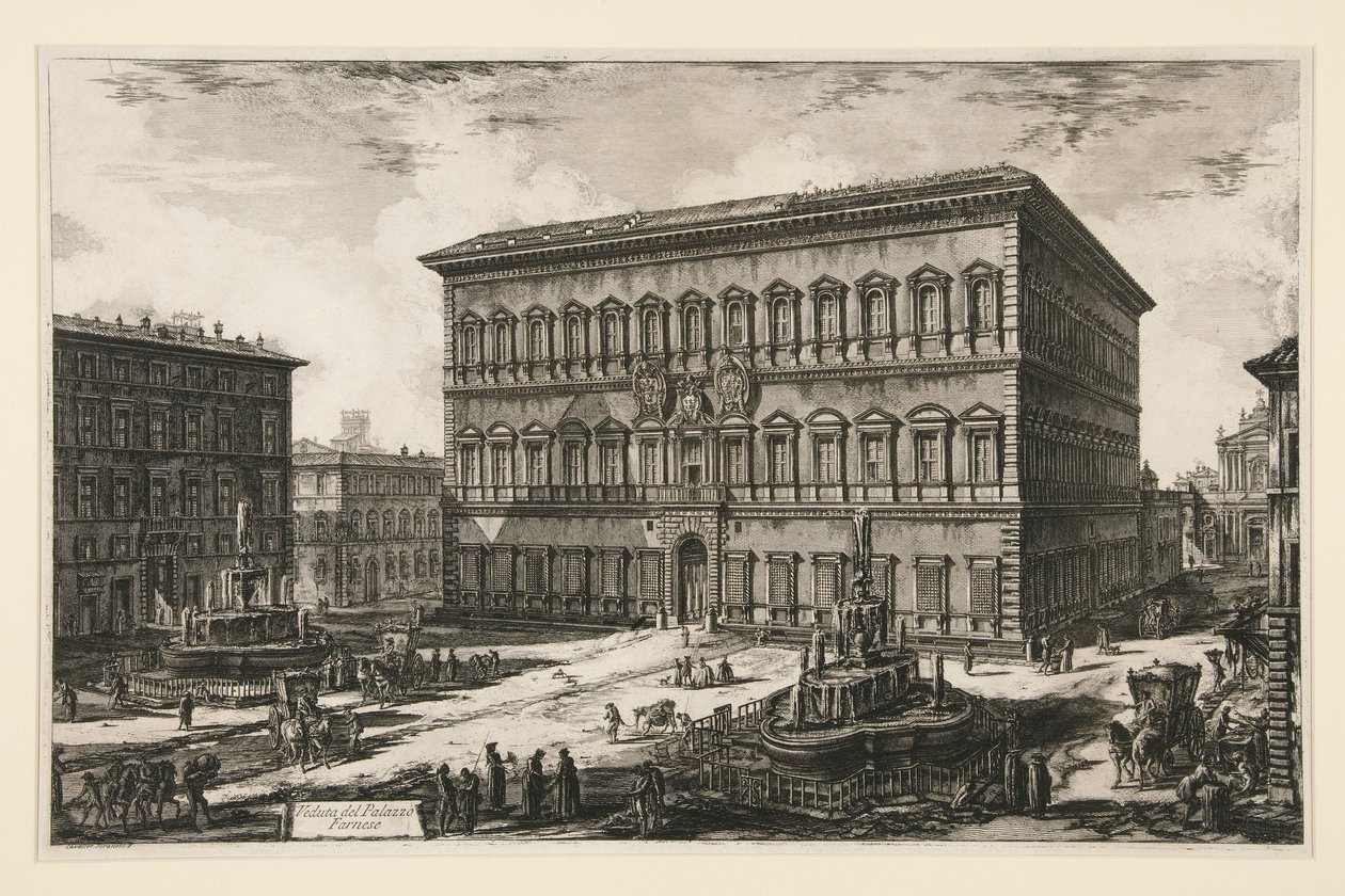 Utsikt over Palazzo Farnese, fra utsikt over Roma av Giovanni Battista Piranesi