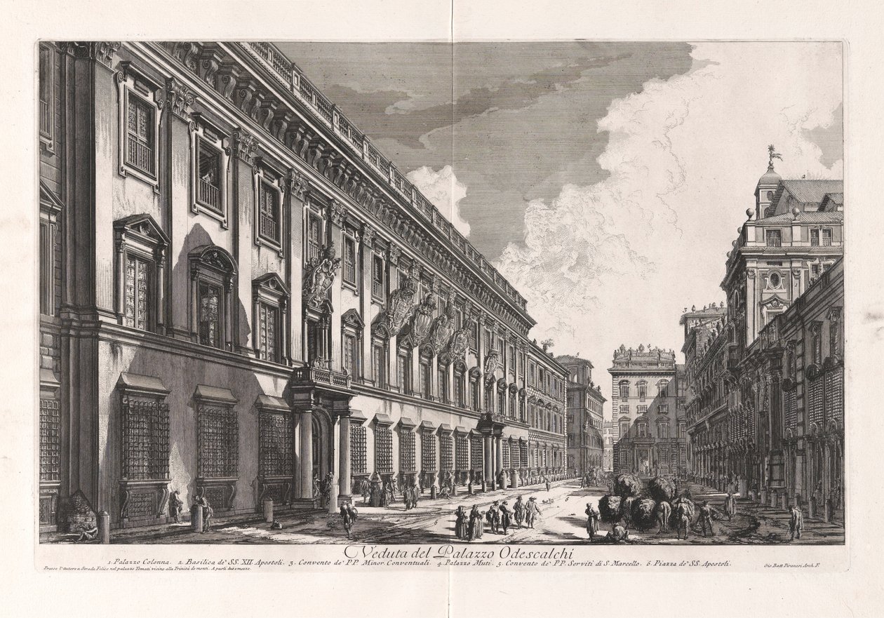 Veduta del Palazzo Odescalchi (Utsikt over Odescalchi-palasset), fra Vedute di Roma (Utsikt over Roma) av Giovanni Battista Piranesi