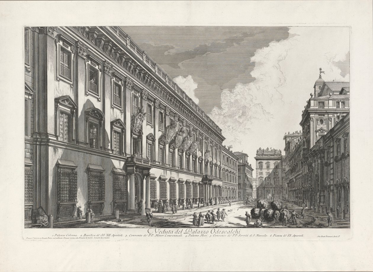 Utsikt over Palazzo Odescalchi, fra utsikt over Roma av Giovanni Battista Piranesi