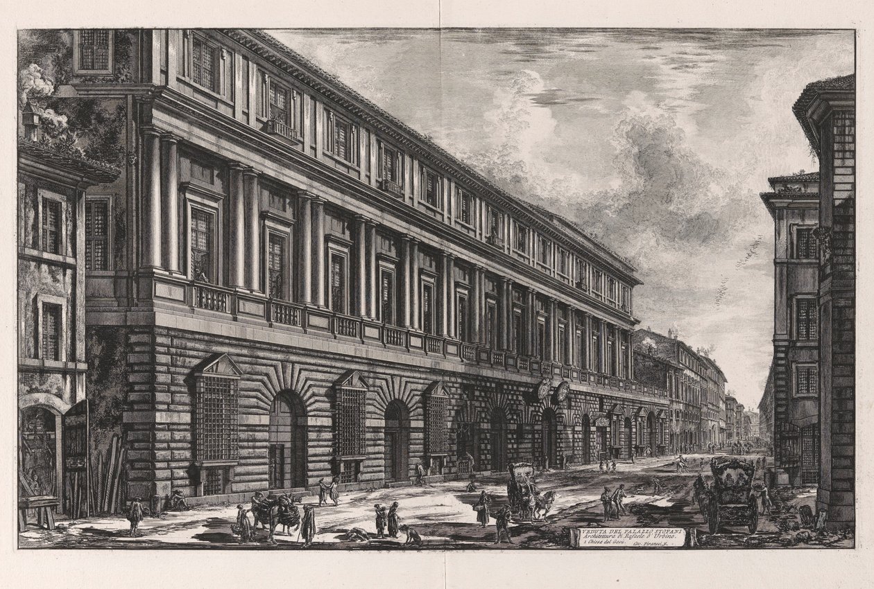 Utsikt over Stopani-palasset. Arkitektur av Rafael d av Giovanni Battista Piranesi