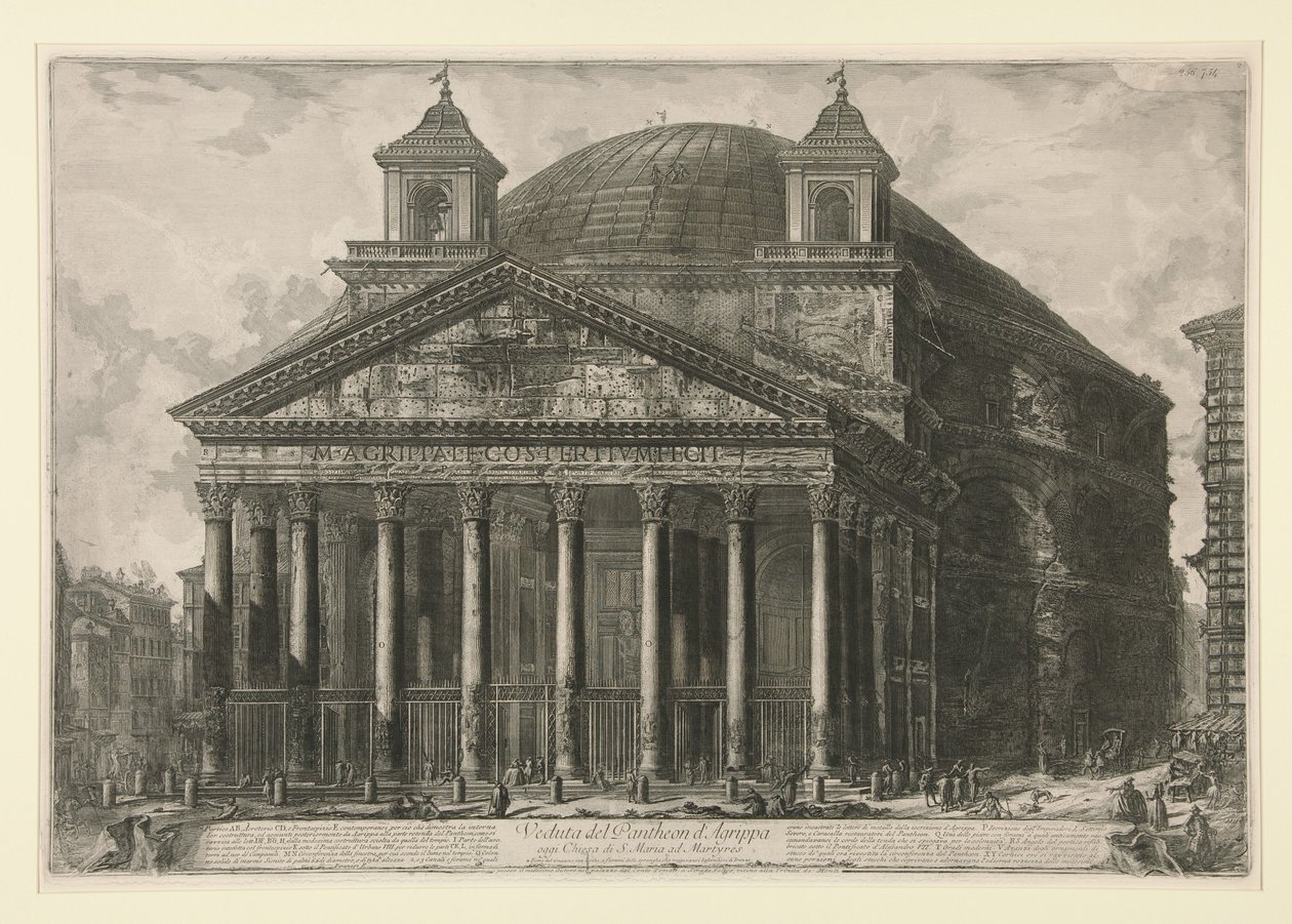 Utsikt over Agrippas Pantheon, i dag kirken Santa Maria ad Martyres, fra Vedute di Roma av Giovanni Battista Piranesi