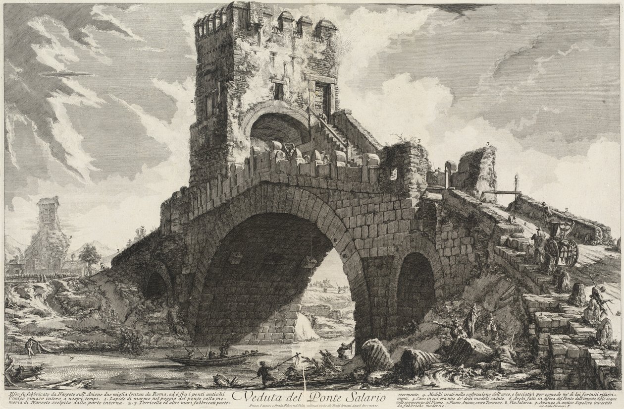 Utsikt over Salario-broen av Giovanni Battista Piranesi