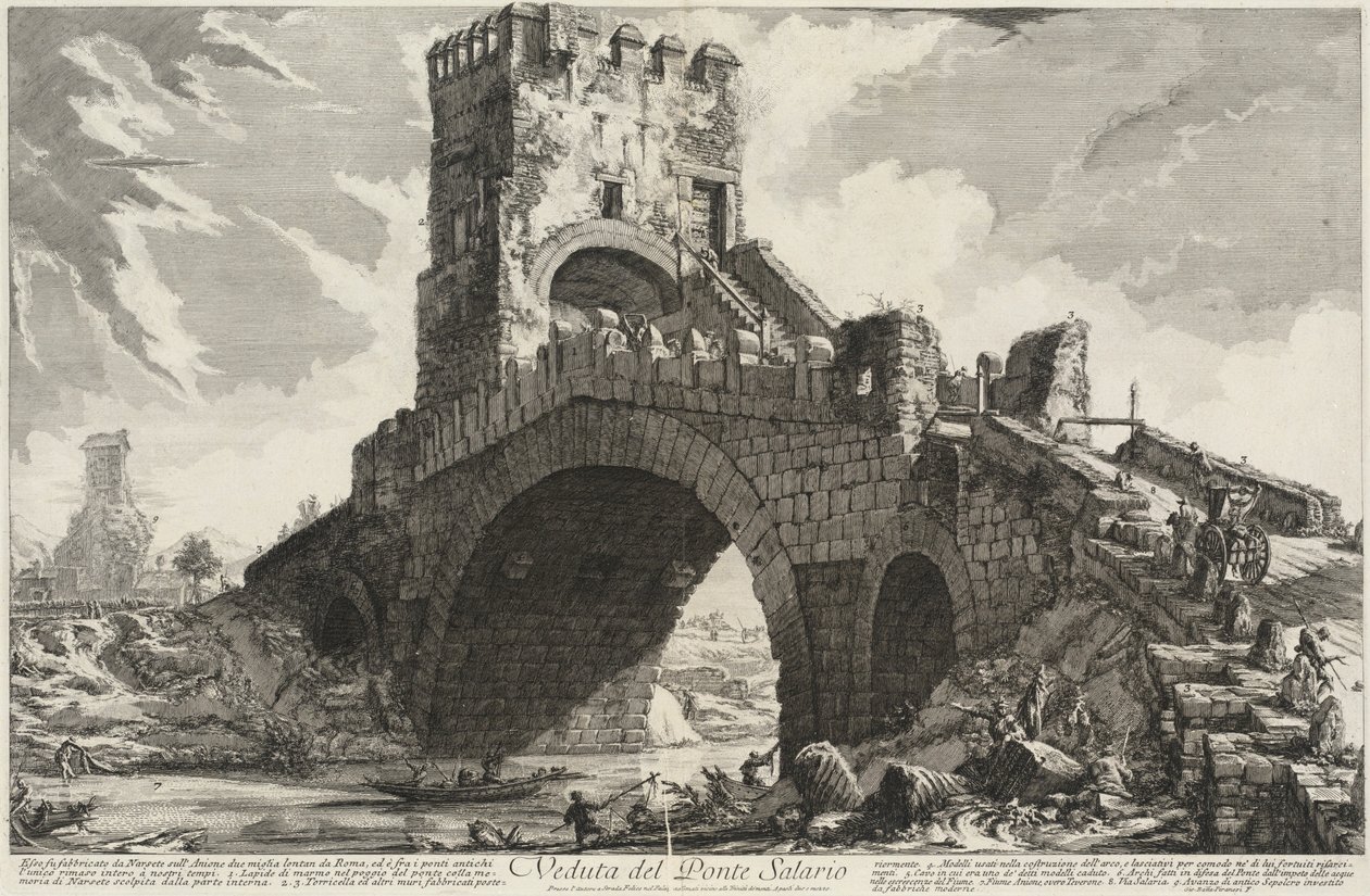 Utsikt over Ponte Salario av Giovanni Battista Piranesi