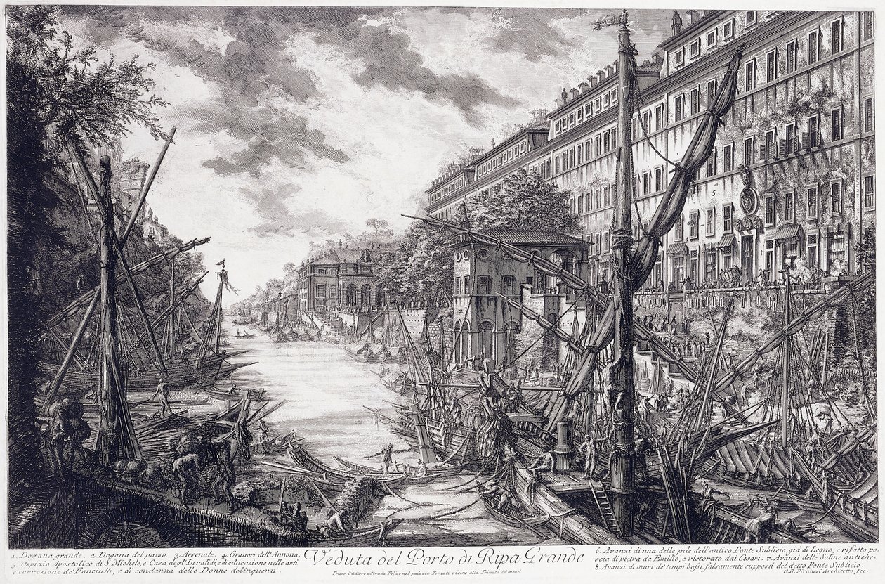 Utsikt over havnen i Ripa Grande, ca. 1760 av Giovanni Battista Piranesi