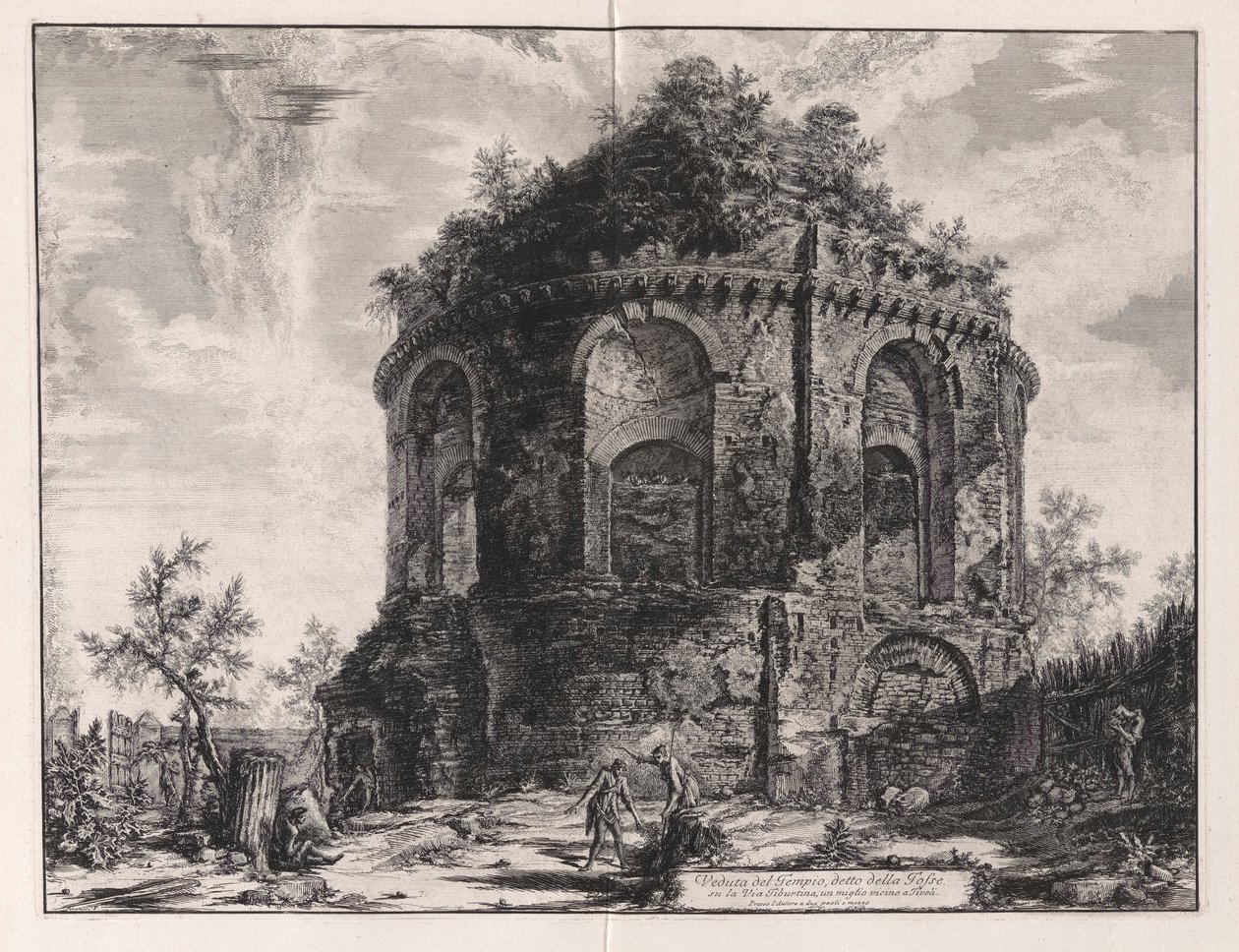 Utsikt over det såkalte hostetempelet på Via Tiburtina, en mil fra Tivoli), fra Vedute di Roma (Utsikt over Roma) av Giovanni Battista Piranesi